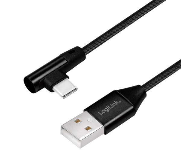 Cablu USB 2.0 A mufa tata - USB Type C mufa tata in unghi 0.3m LOGILINK CU0137