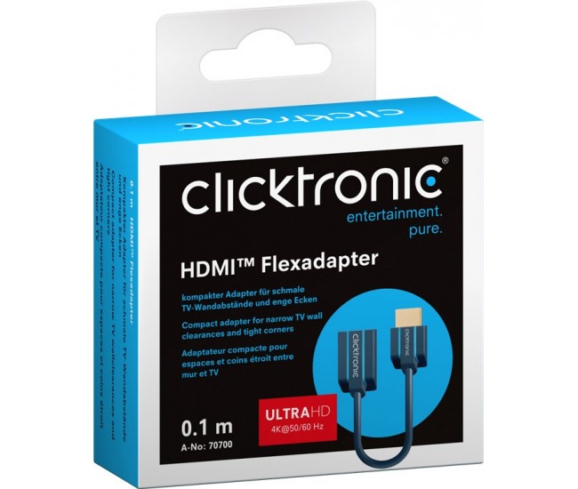 Adaptor prelungitor HDMI mama-tata 10cm OFC cupru 3D Ultra HD 4K 60Hz Clicktronic