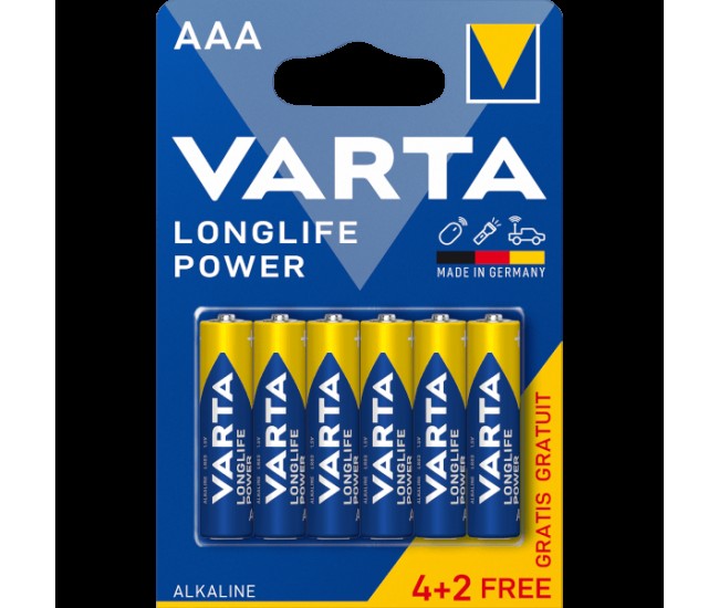 Set 6 baterii alcaline LONGLIFE POWER AAA LR3 4+2buc VARTA