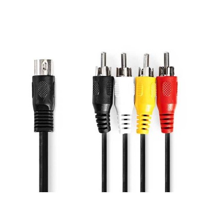 Cablu audio DIN 5pin tata - 4x RCA tata 1m Nedis CAGL20400BK10