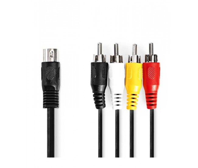 Cablu audio DIN 5pin tata - 4x RCA tata 1m Nedis CAGL20400BK10