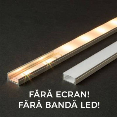 Profil U din aluminiu pentru benzi LED 1000x17x8mm Phenom