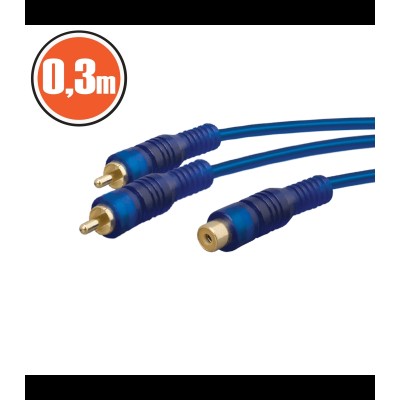 Cablu adaptor RCA tata 2x RCA la mama 1x RCA 0.3m