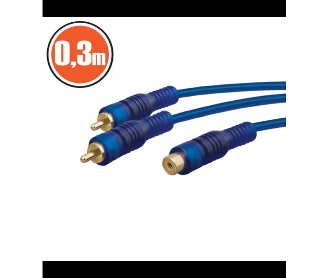 Cablu adaptor RCA tata 2x RCA la mama 1x RCA 0.3m