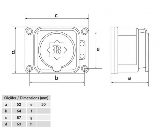 Fisa SCHUKO cauciuc cu capac Bemis BK1-1402-3511 2P+E 16A 250V aparenta IP54