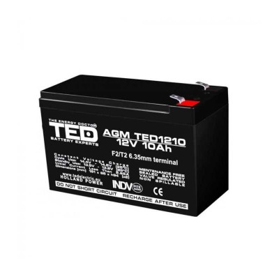 Acumulator AGM VRLA 12V 10A 151x65x95mm F2 TED Battery Expert Holland