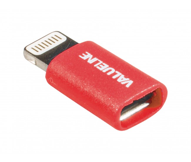 Adaptor iPhone Lightning tata - micro USB mama rosu Valueline