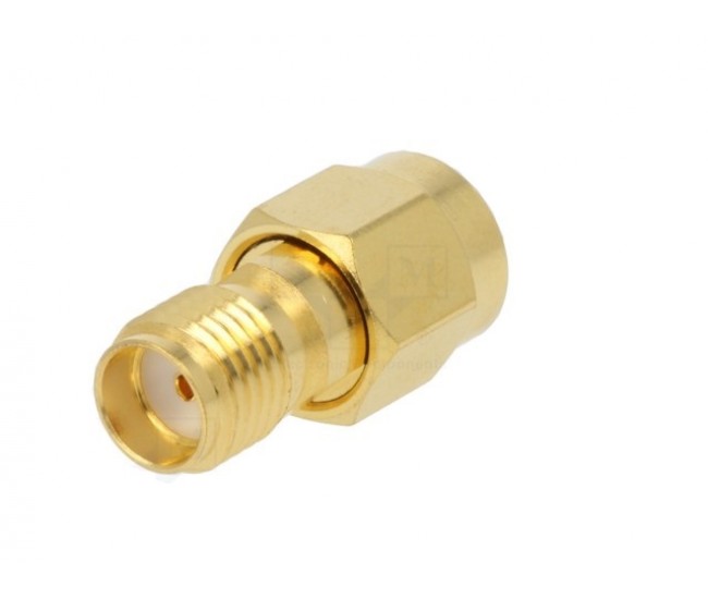 Adaptor SMA mama - RP-SMA mama reverse drept 50 Ohm teflon aurit AMPHENOL 132171RP-10