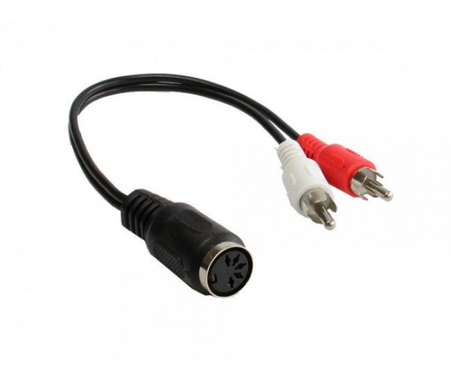 Cablu adaptor 2x RCA la 5 pini DIN mama 20cm Goobay