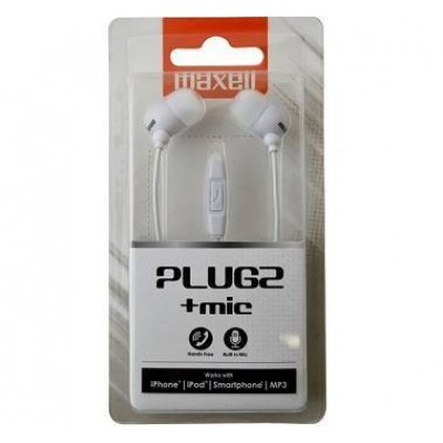 Casca in ureche cu Jack 3.5 mm alb cu microfon Plugz Maxell