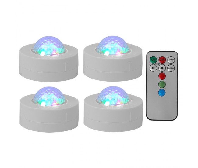 Set 4 Mini ASTRO RGB cu stroboscop si telecomanda