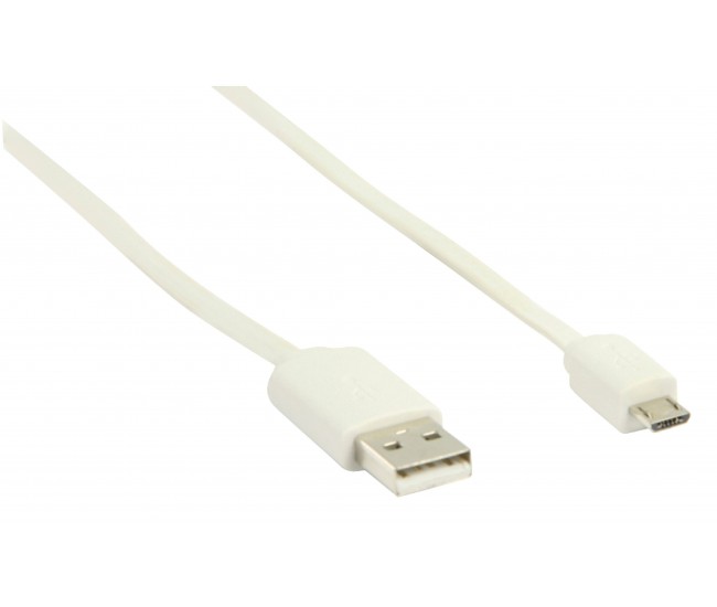 Cablu USB 2.0 USB A tata - micro USB B tata plat 1m alb Valueline