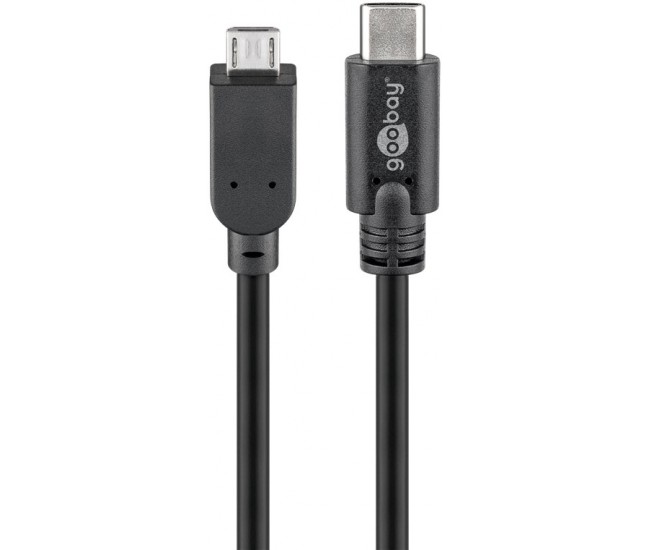 Cablu USB 2.0 type C la Micro USB 2.0 0.6m cupru 0.48Gbit/s negru 67992 Goobay