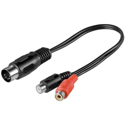 Cablu adaptor DIN tata 180 5 pini la 2x RCA mama 0.2m Goobay