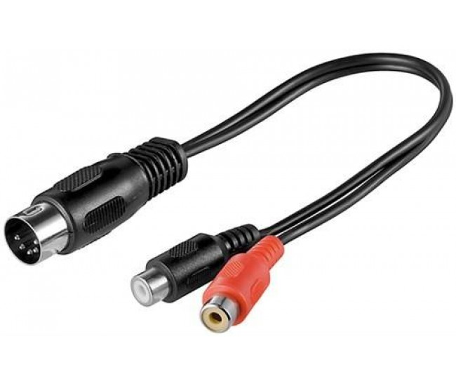 Cablu adaptor DIN tata 180 5 pini la 2x RCA mama 0.2m Goobay