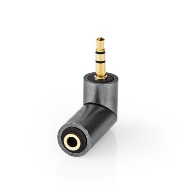 Adaptor audio stereo PROFESIONAL Jack 3.5 mm tata - Jack 3.5 mm mama 90 grade metal Fabritallic Nedis CATB22975GY