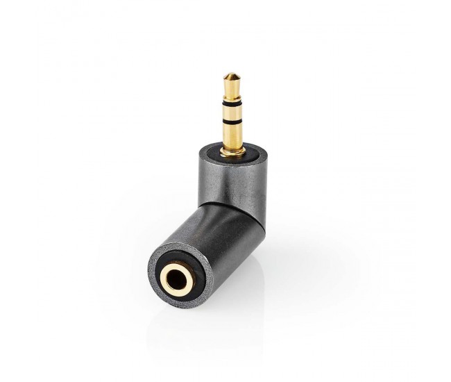 Adaptor audio stereo PROFESIONAL Jack 3.5 mm tata - Jack 3.5 mm mama 90 grade metal Fabritallic Nedis CATB22975GY