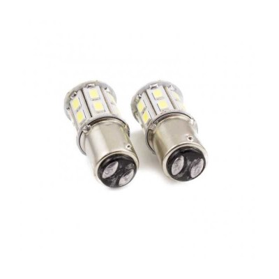 Set becuri LED auto de frana 12V P21/5W BA15D dublu filament 20x5730SMD alb 500lm CARGUARD 2buc