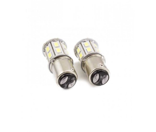 Set becuri LED auto de frana 12V P21/5W BA15D dublu filament 20x5730SMD alb 500lm CARGUARD 2buc