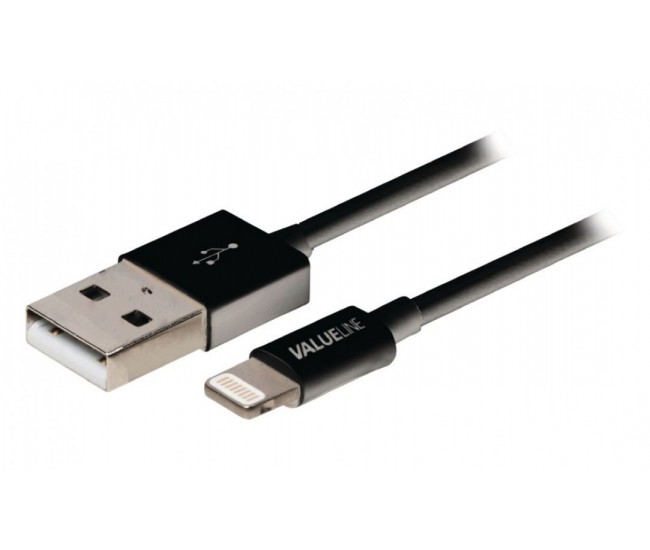 Cablu alimentare si sincronizare pentru iPad iPhone iPod Apple lightning - USB 2.0 A tata 1m negru VALUELINE