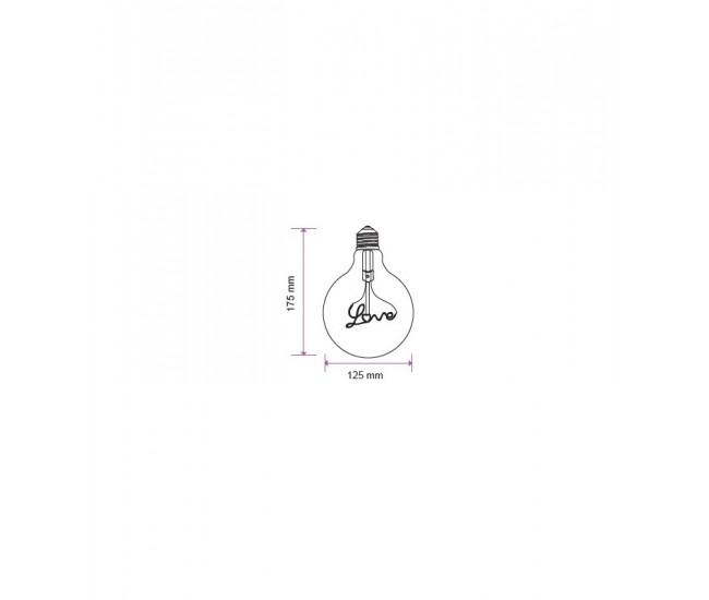 Bec LED G125 E27 5W 70lm cu filament 2200K alb cald model LOVE V-TAC