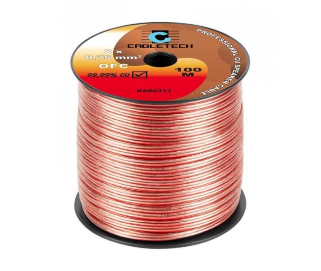 Cablu difuzor OFC cupru 2x0.75mm transparent Cabletech KAB0313