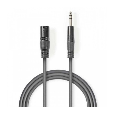 Cablu stereo XLR 3 pini tata - JACK 6.5 mm tata 5m gri Nedis