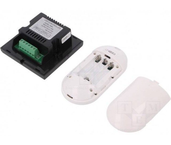 Controler LED 12A control iluminare RGB 12/24VDC Canale 3 neagra OPTOFLASH CTR-RGB-4A-PANEL