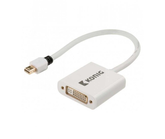 Cablu adaptor Mini DisplayPort tata - DVI-I 24+5 mama 0.2m alb Konig