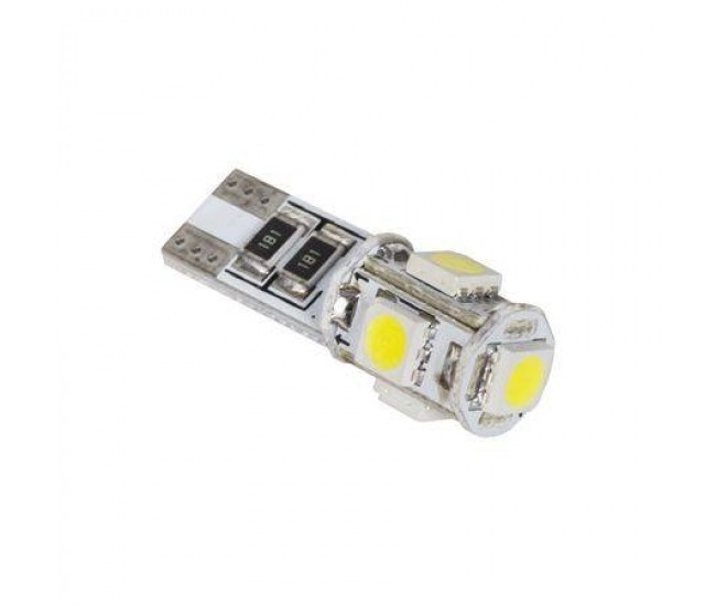 Bec LED 5x SMD5050 alb auto CANBUS T10 12V 1.8W 45lm Vipow