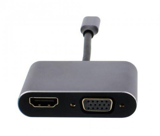 Adaptor USB Type C 3.1 - HDMI 4K 30Hz si VGA 1080p 60Hz Well