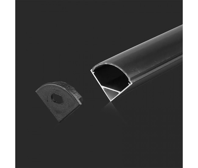 Profil aluminiu pentru banda LED 2m 15.8x15.8.mm pe colt negru V-TAC SKU-2874