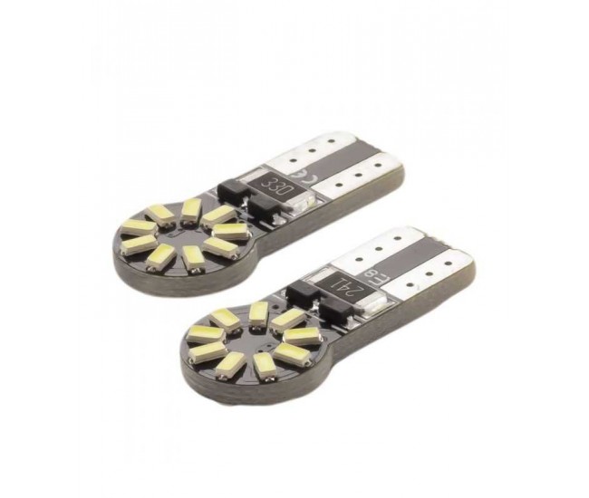 Set Becuri LED auto T10 W5W 12V 3W alb-rece Canbus set 2buc pentru interior / portbagaj CarGuard CAN126