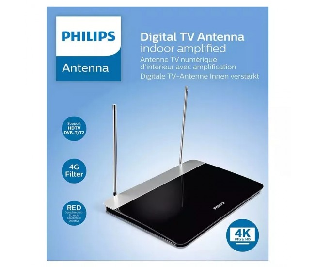 Antena TV DIGITALA 4K amplificare 47dB VHF/FM PHILIPS SDV6227