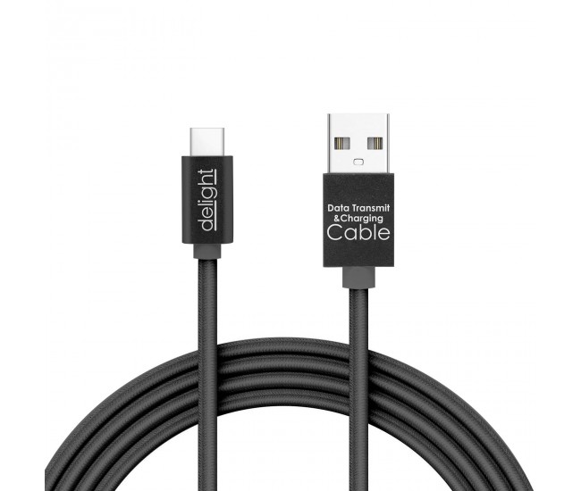 Cablu de date USB type C 1m negru cu iluminare LED rosu delight