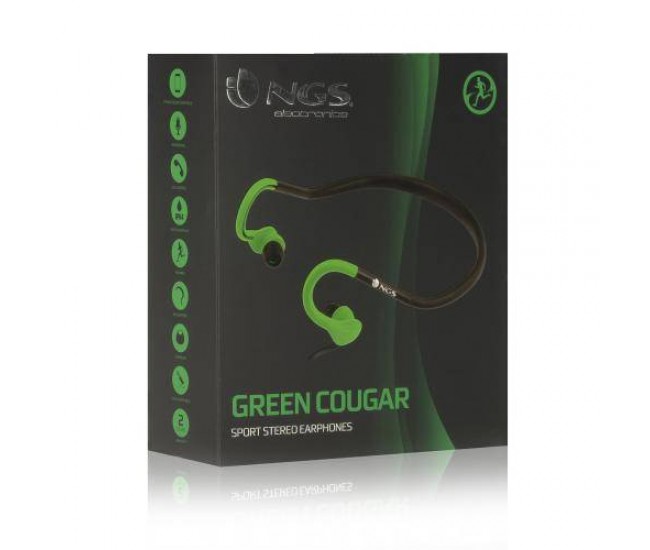 Casca stereo in ureche 3.5 mm Cougar verde/negru rezistenta la apa NGS