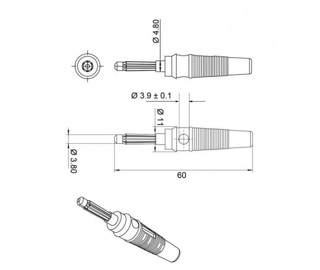 Conector banana tata rosu 4mm cauciuc moale Goobay 11459