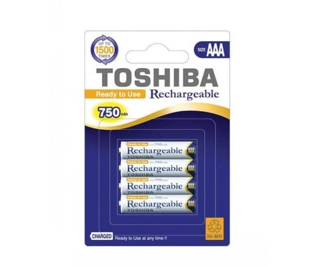 Set 4 acumulatori TOSHIBA NI-MH AAA 750mAh 1.2V Ready to Use TNH-03AC 4BP