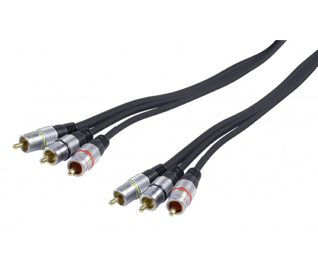 Cablu Profesional 3x RCA tata - 3x RCA tata 5m dublu ecranat HQ