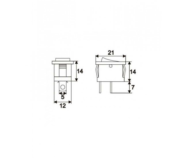 Interupator basculant 2 pini 1 circuit 6A 250V OFF-ON