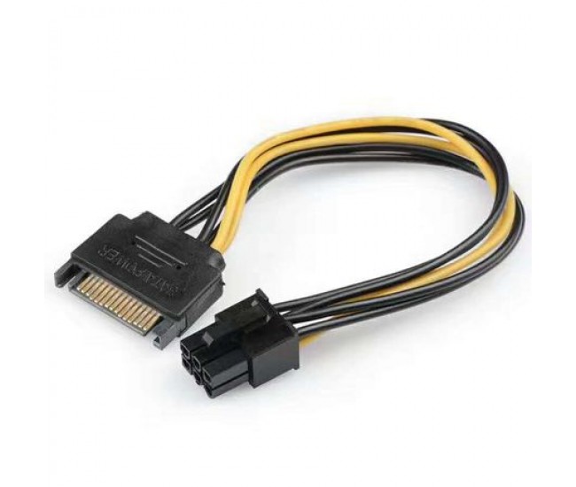 Cablu adaptor alimentare placa video PCIE 6 pini - SATA tata 0.2m