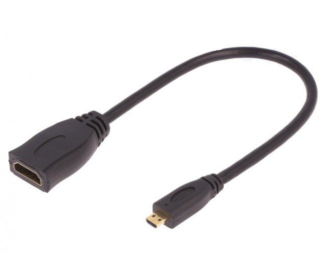 Cablu HDMI 1.4 mama-tata micro HDMI 0.2m negru QOLTEC 50399