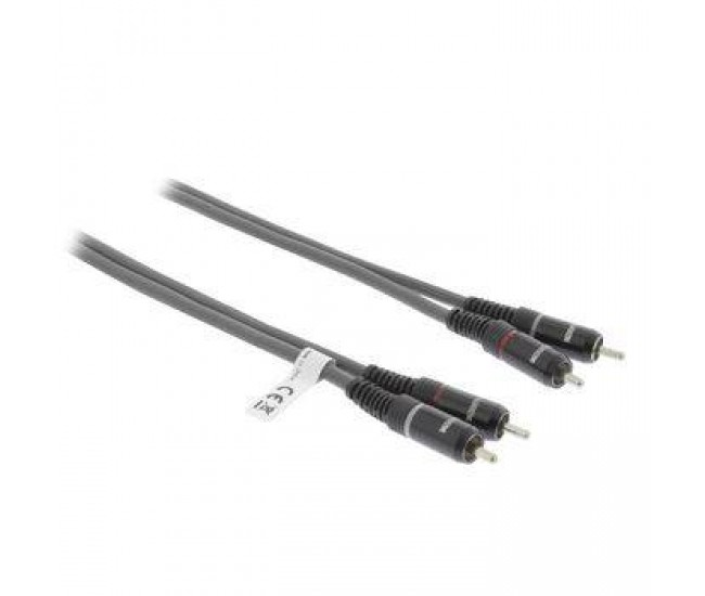 Cablu audio Stereo 2x RCA tata - 2x RCA tata 5m gri Sweex