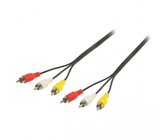 Cablu audio 3x RCA tata - 3x RCA tata 5m negru Valueline