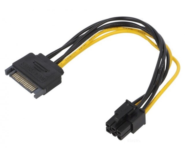 Cablu de alimentare PCI-E 6pin mama - SATA tata 0.15m pentru placa video AKYGA AK-CA-30