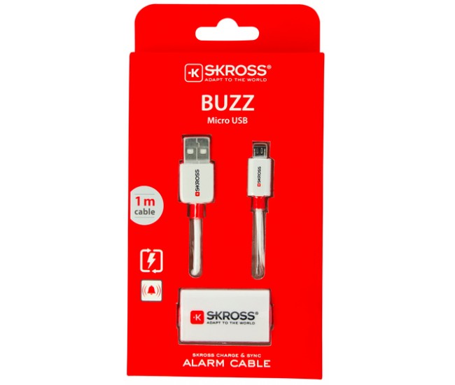 Cablu USB Skross Buzz Line A tata - micro USB A tata 1m alb