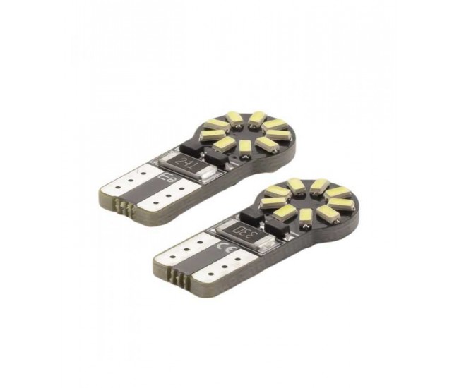 Set Becuri LED auto T10 W5W 12V 3W alb-rece Canbus set 2buc pentru interior / portbagaj CarGuard CAN126