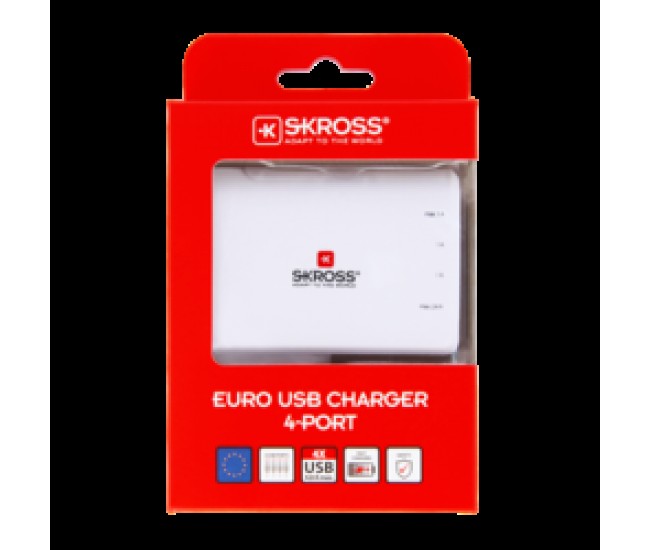 Stecher Skross EU cu 4 porturi USB alb 3x 1A 1x 2.4A