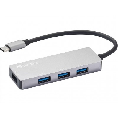 Hub USB type C - 1x USB 3.0 + 3x USB 2.0 aluminiu Sandberg 336-32