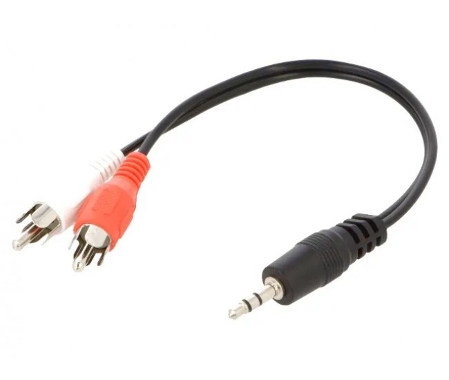 Cablu Jack 3.5 mm Stereo tata - 2x RCA tata 0.2m negru PVC GEMBIRD CCA-458/0.2